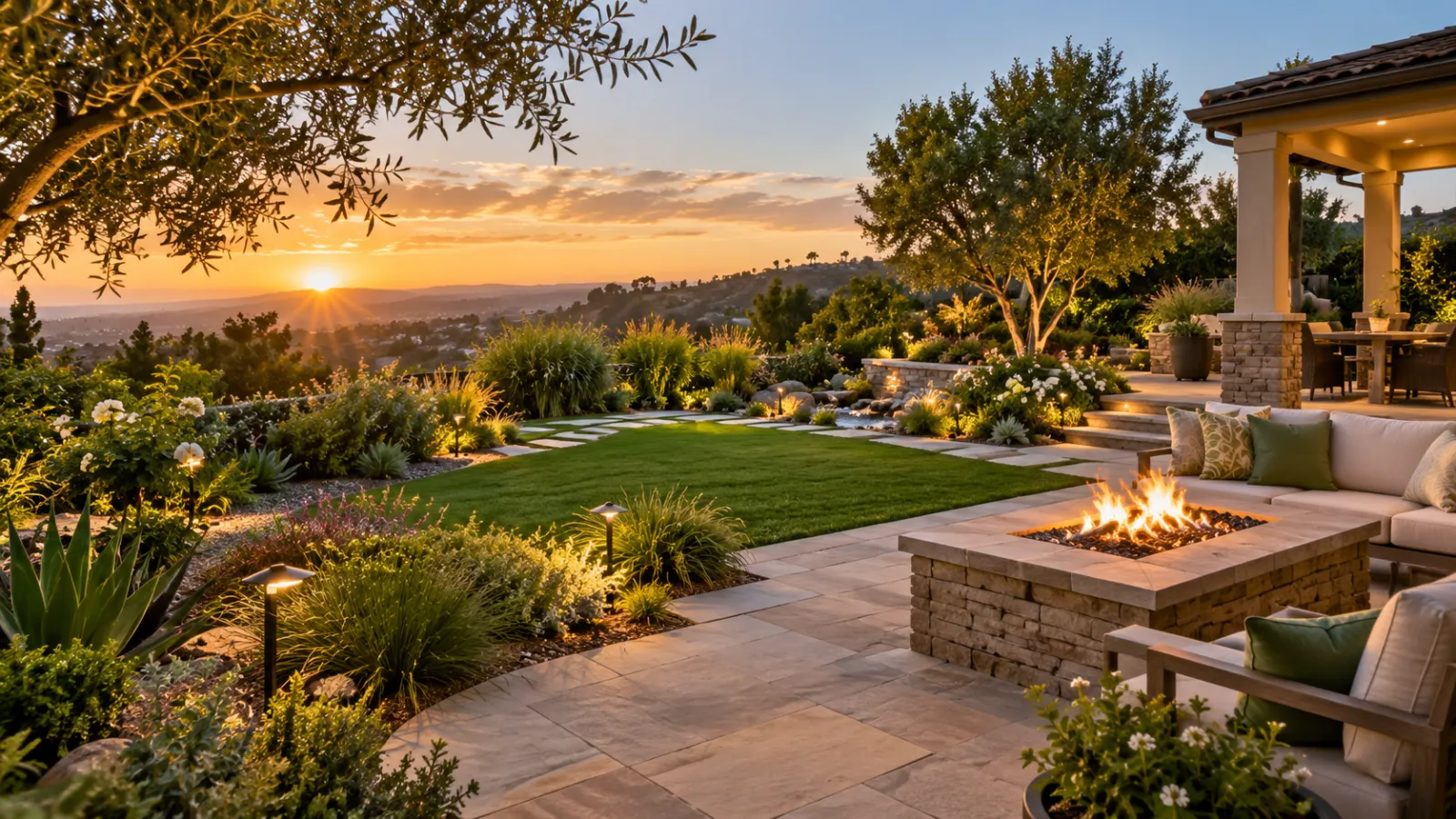 Beautifully designed residential backyard landscape